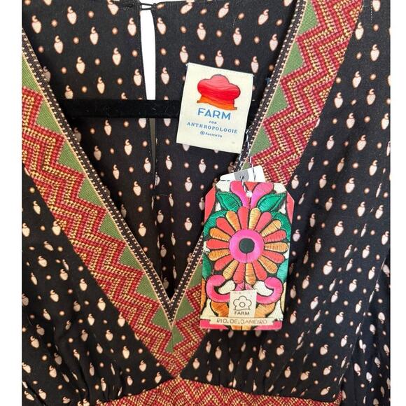 NWT Farm Rio Anthropologie Isobel Dress Tropical Long Sleeve Maxi Size XS - Picture 6 of 14